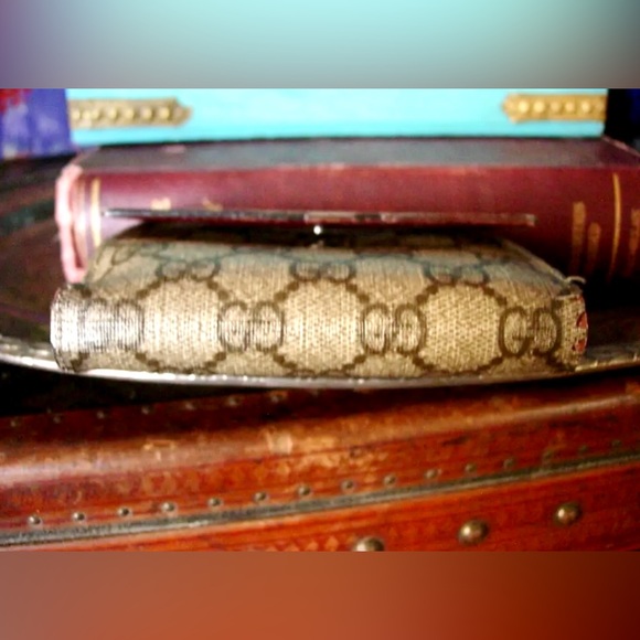 RARE Vintage GUCCI Brown GG Monogram French Wallet Coin Purse Handbag Accessory - Picture 9 of 12